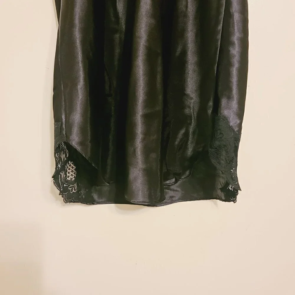 Delicates | Vintage Black Nylon Lace Chemise or Slip (Size Medium)